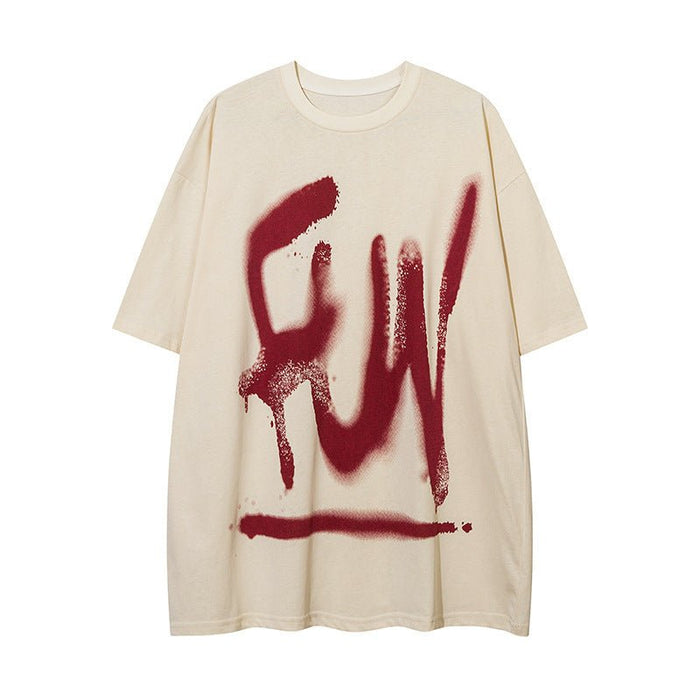 Graffiti Letter Men Clothing Apricot