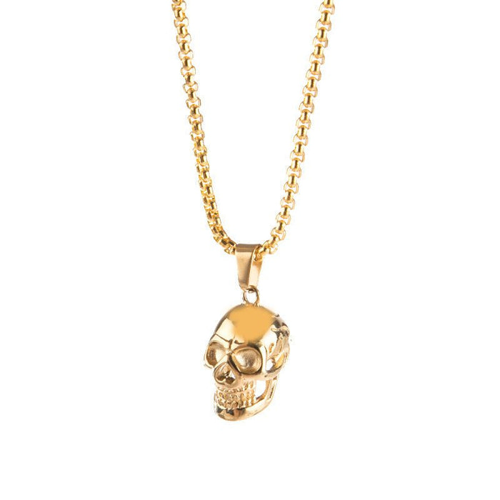 Halloween Skull Necklace for Men Gold