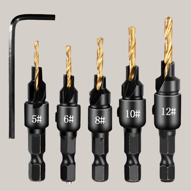Hexagon Handle Woodworking Countersunk Drill 5titanium plated wrench 5to12