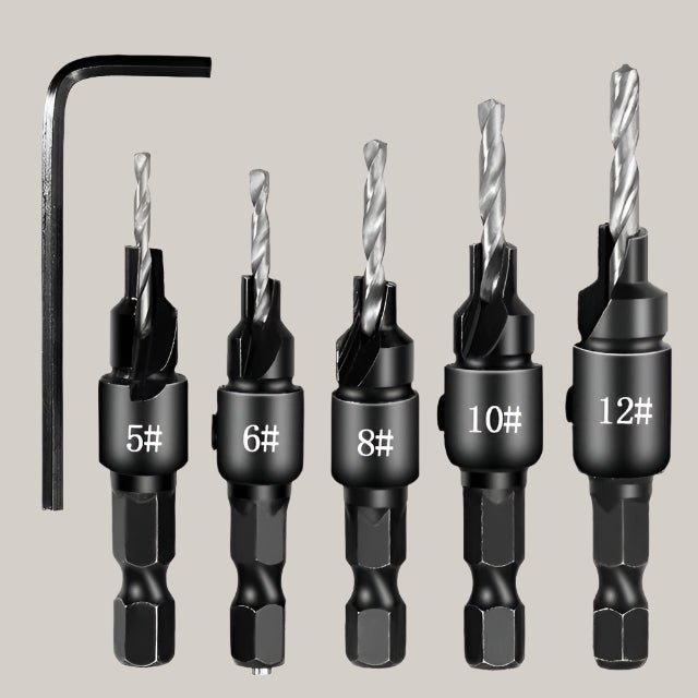 Hex-Shank Woodworking Countersink Drill Bit 5natural color wrench 5to12