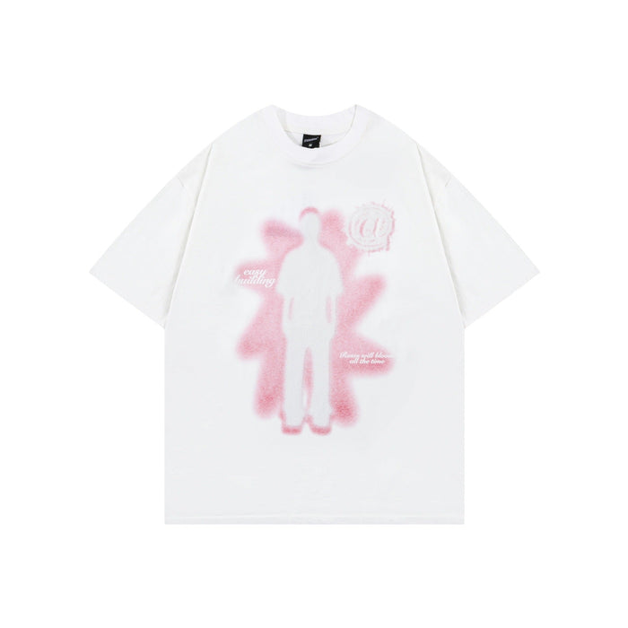 Human Shadow Print Men Summer Clothing White