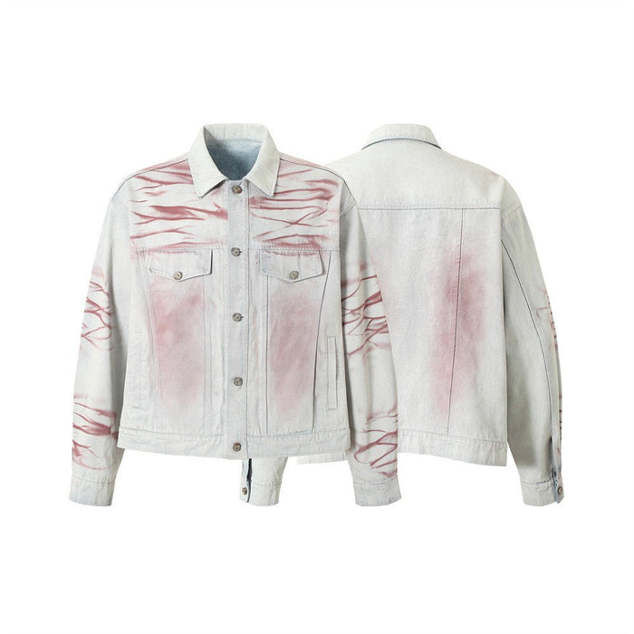 Inkjet Tie-dyed Denim Loose Jacket Men