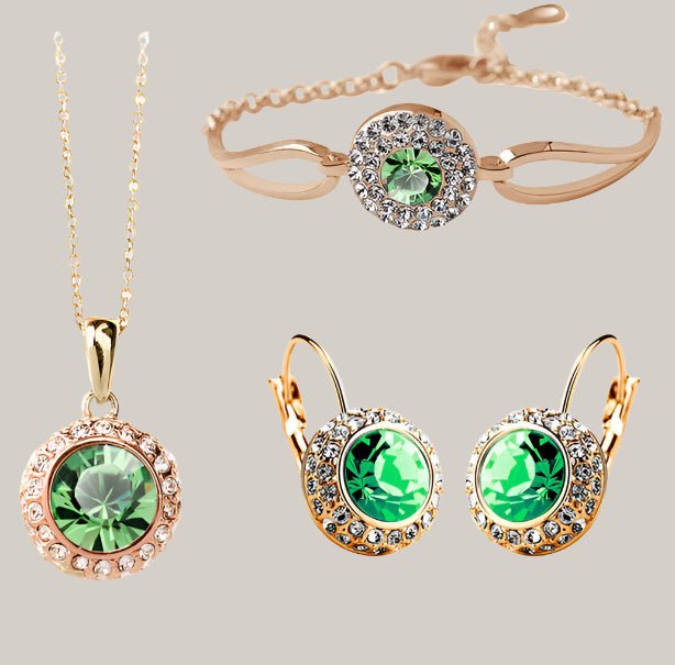 Jewelry Set Golden Fruit Green