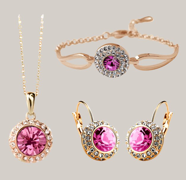 Jewelry Set Golden Rose Red