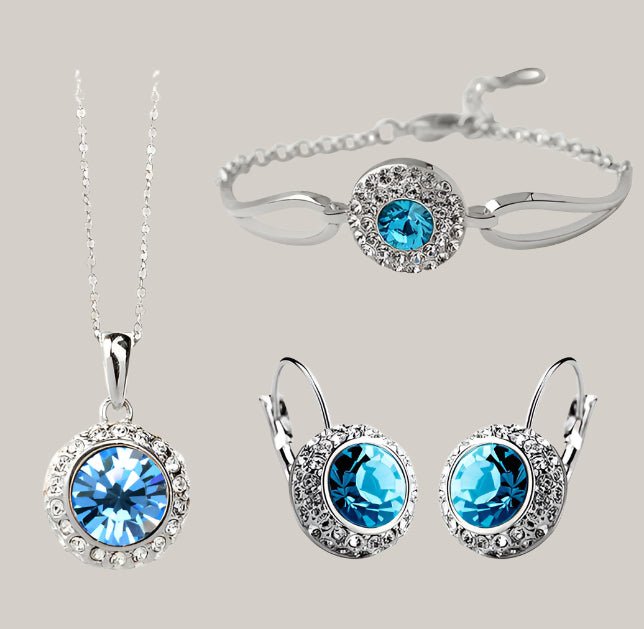Jewelry Set Silver Ocean Blue