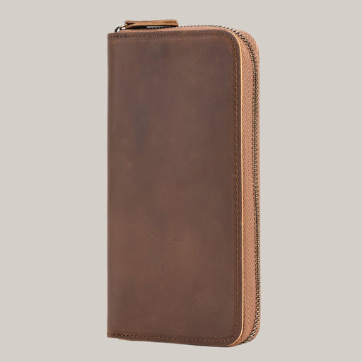 JOYIR Genuine Leather Long Wallets for Men Brown