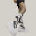 Lace-Up Combat Boot Motorcycle Black Bucke Chunky Boots For Women Winter Shoes White