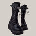 Lace-Up Combat Boot Motorcycle Black Bucke Chunky Boots For Women Winter Shoes