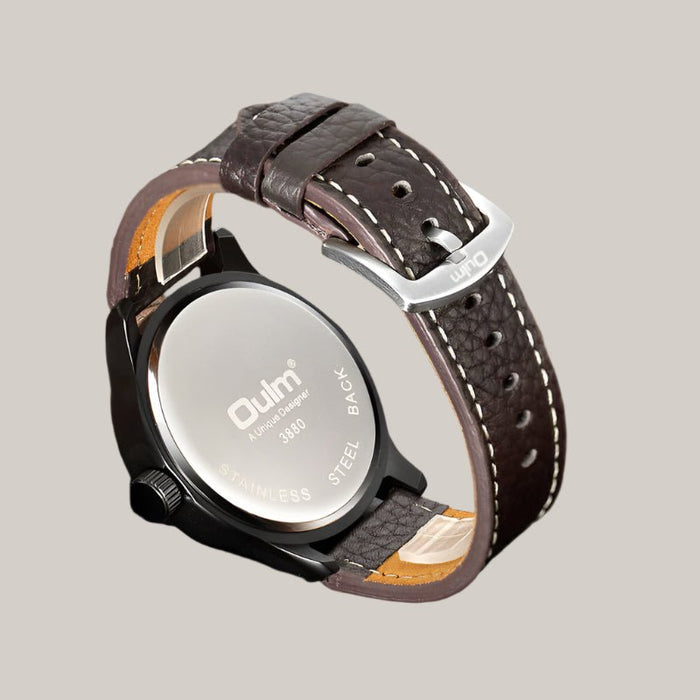 Leather-Strap Watch with Compass