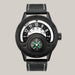 Leather Compass Watch Black