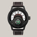 Leather-Strap Watch with Compass Red
