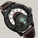 Leather-Strap Watch with Compass