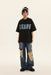 Letter Denim Patch Short Sleeve Men Clothing