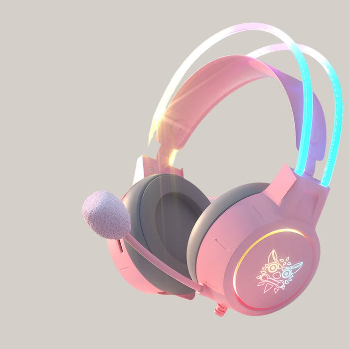 Light-emitting Wired Gaming Headset Pink USB
