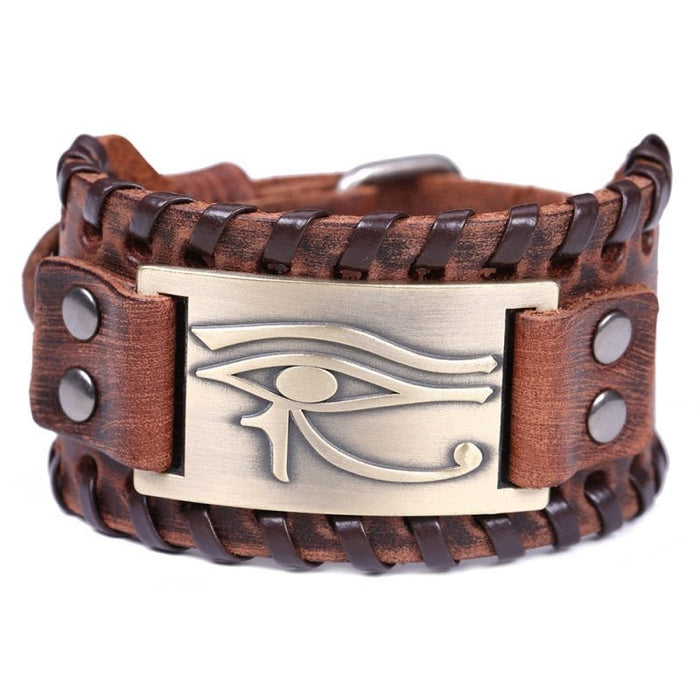 Long-Eye Alloy Link Bracelet Broad brown Bronze