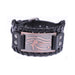 Long Eye Alloy Bracelet Ancient red copper Black wide leather