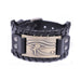 Long-Eye Alloy Link Bracelet Ancient bronze Black wide leather