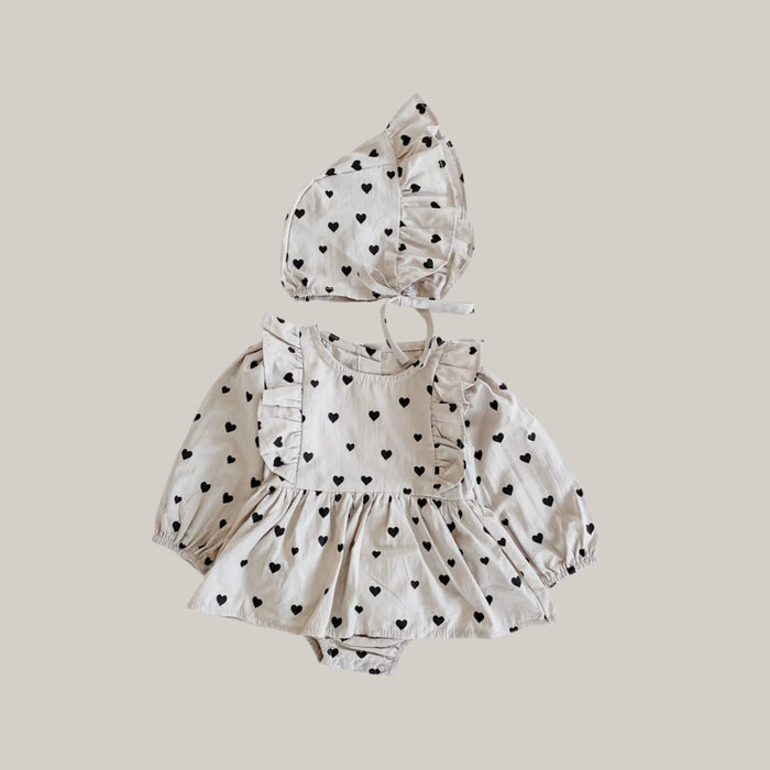 Long-Sleeve Cotton Baby Romper Light Grey