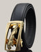 Men's Leather Belt with Automatic Buckle Tiger Gold Buckle