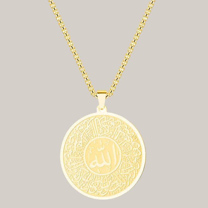 Men's Calligraphy Pendant Necklace Gold