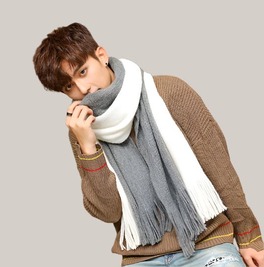 Men Scarves Can Match Colors Fashion Greyish white 200x40cm