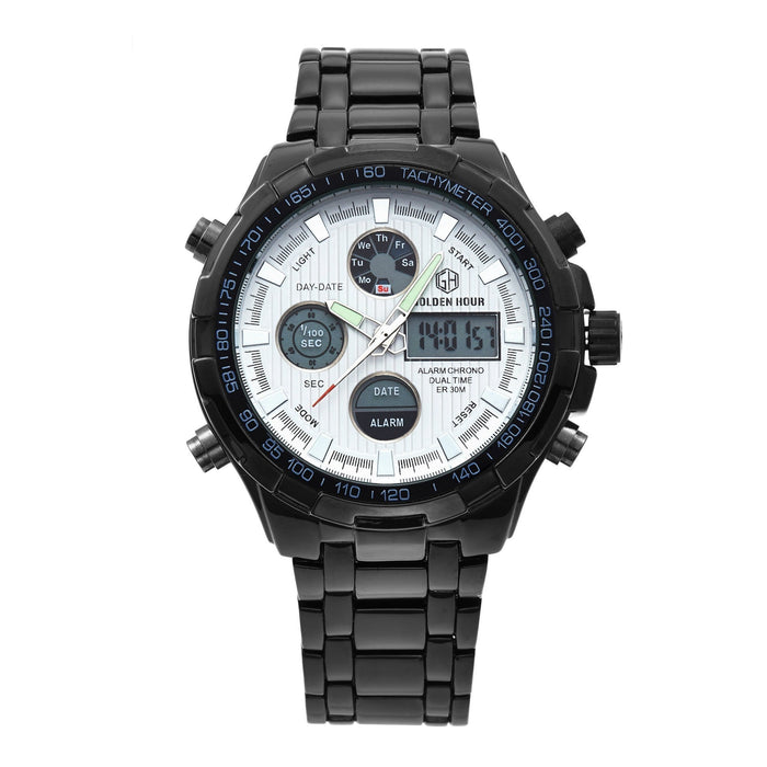 Men's Multifunction Sports Watch with Calendar Black white
