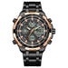 Men's Calendar Alloy Sports Multi-function Watch Rose gold black