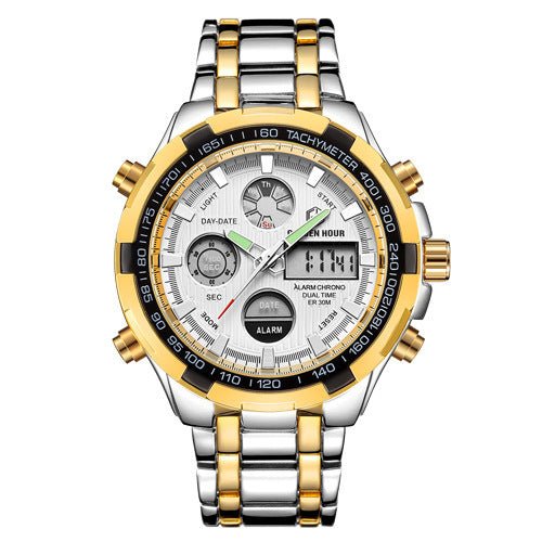 Men's Multifunction Sports Watch with Calendar Gold white A