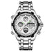Men's Calendar Alloy Sports Multi-function Watch Silvery white