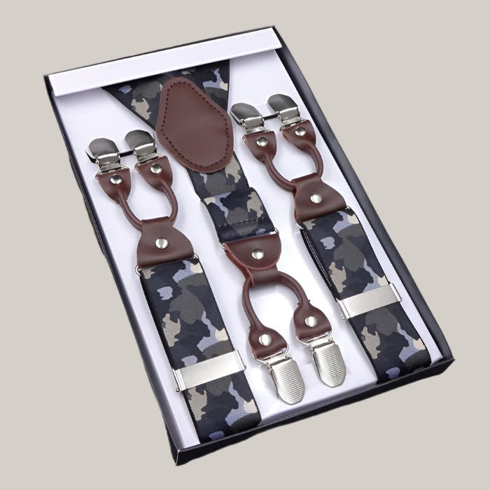 Men's Six Clip Jacquard Suspenders