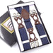 Men's Six Clip Jacquard Suspenders Blue And White Twill
