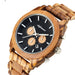 Men's Six-Hand Wood Chronograph Watch with Calendar