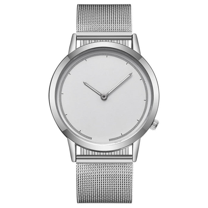Men's Mesh-Band Wristwatch Silver