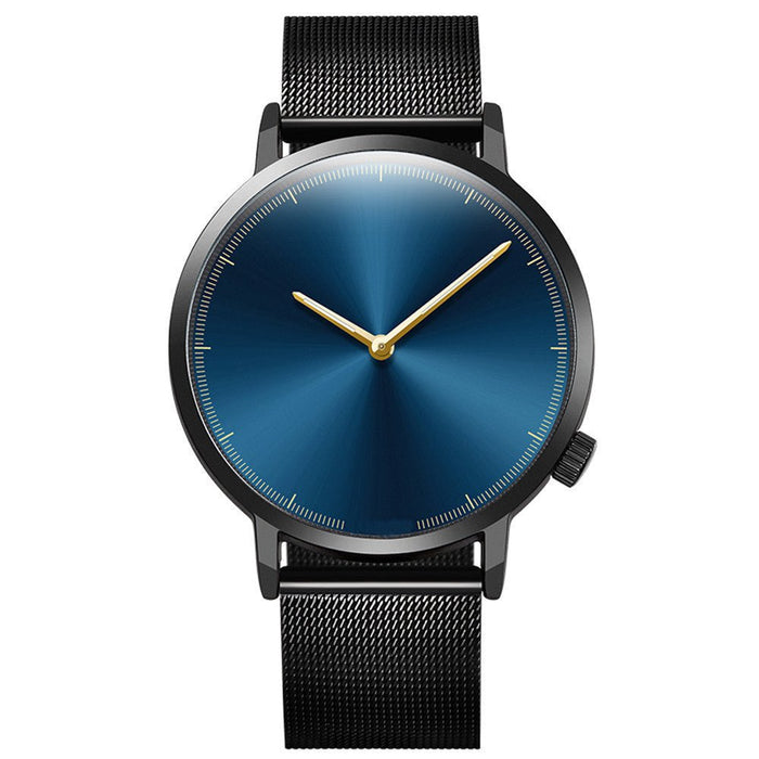 Men's Mesh-Band Wristwatch Black blue