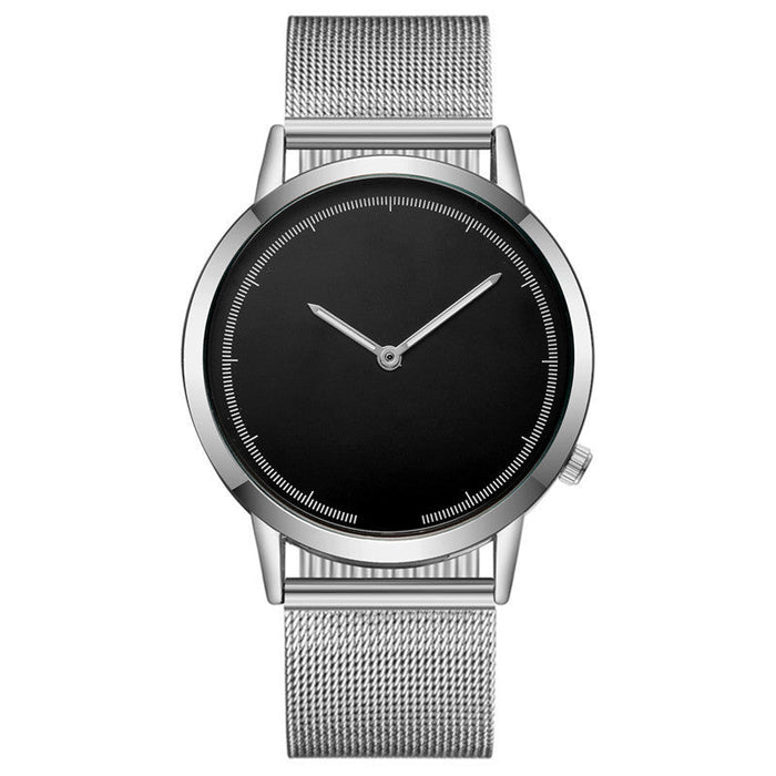 Mesh Belt Men's Watch Silver black