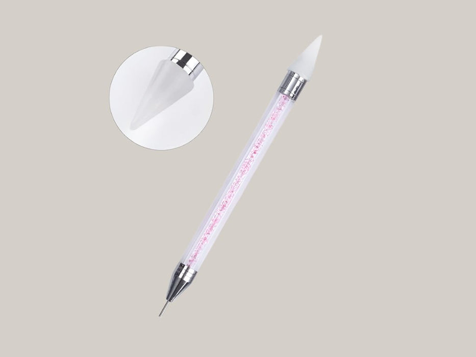 Double-Head Nail Drill Pen Pink Diamond White Wax