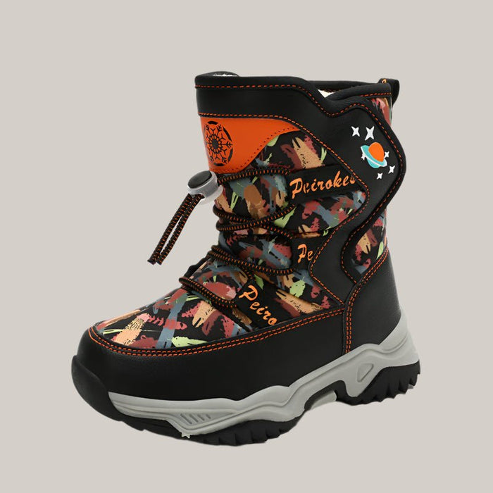 Children's Warm Snow Boots Black orange