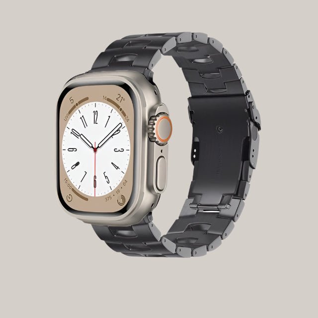 Titanium Watch Band with Double Safety Clasp Titanium hollow ash