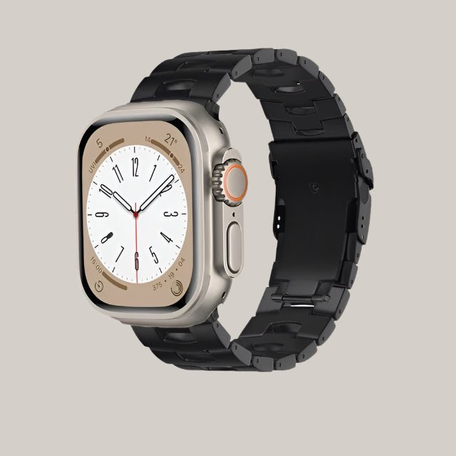 Titanium Watch Band with Double Safety Clasp Black