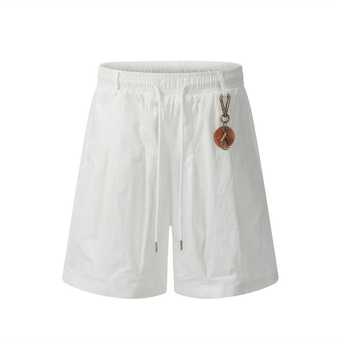 Men's Cargo Shorts with Pendant Detail White