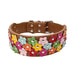Pet Three Rows Of Flowers Large Dog Collar Brown
