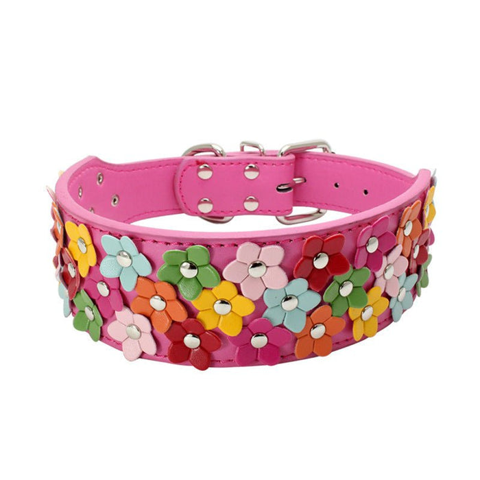 Three-Row Floral Collar for Large Dogs