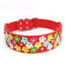 Pet Three Rows Of Flowers Large Dog Collar Red