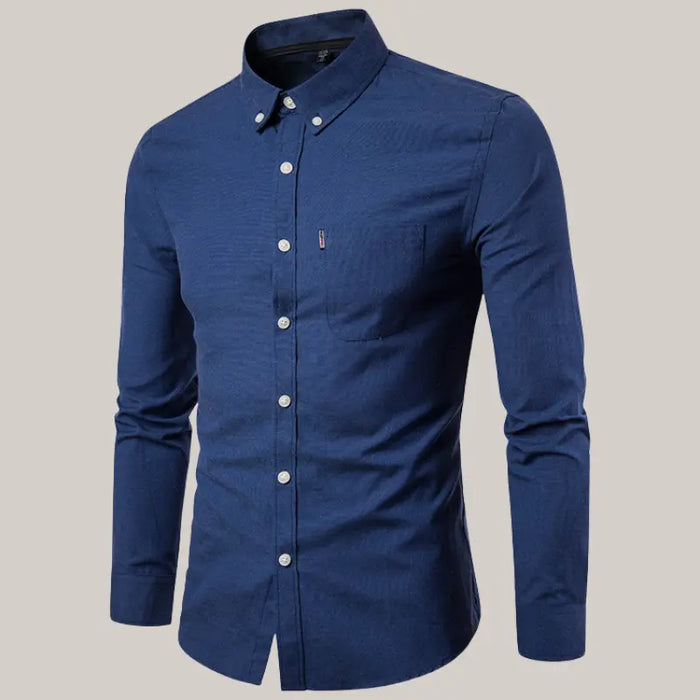 Slim Long Sleeve Dress Shirt Navy Blue