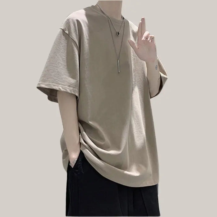 Sports Short-sleeved T-shirt Men Khaki