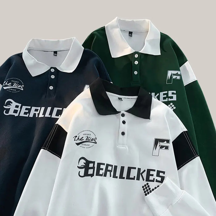 American Contrast Color Polo Shirt