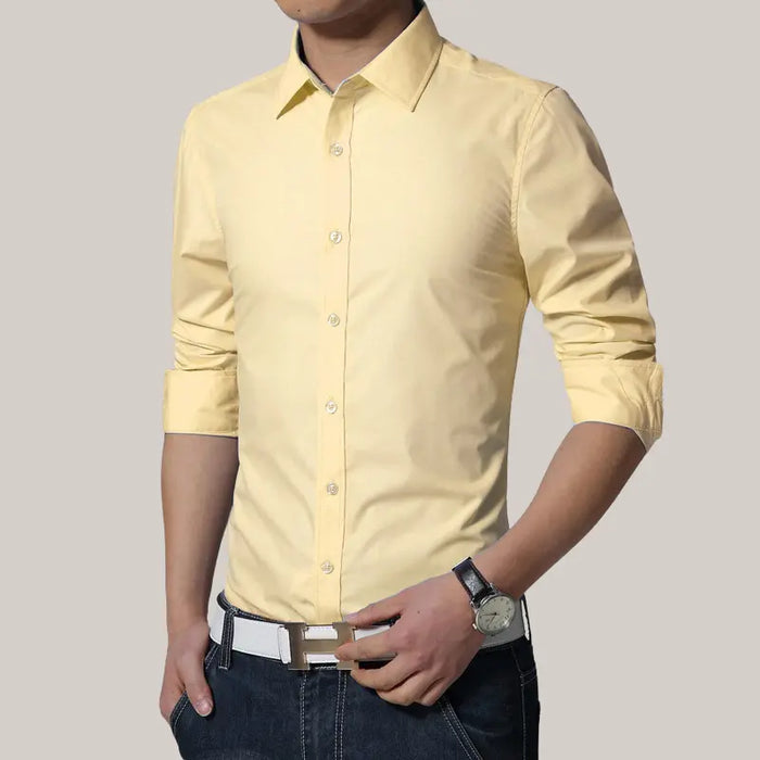 French Dress Shirt Formal Tuxedo Shirts Yellow