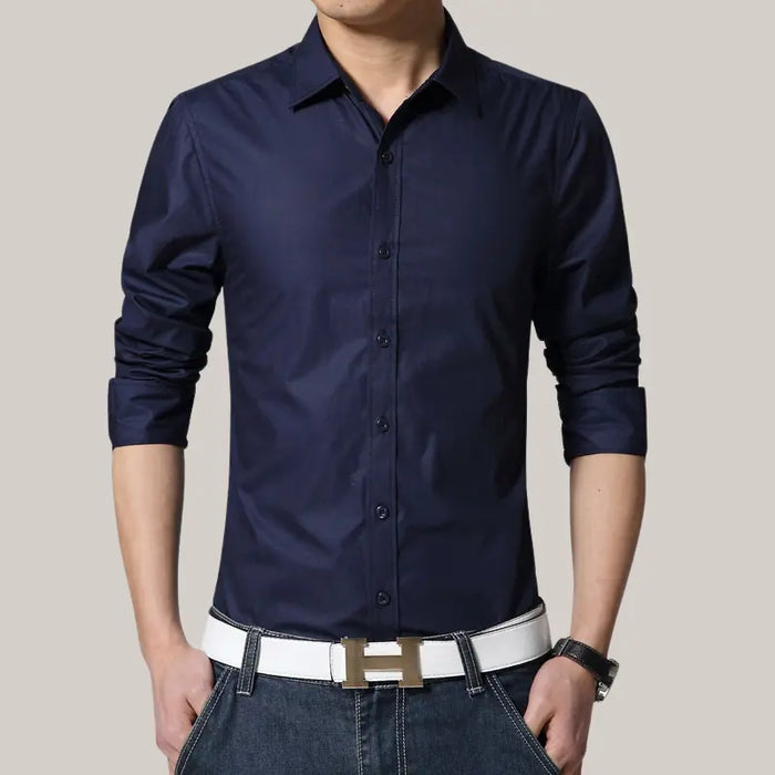 French Dress Shirt Formal Tuxedo Shirts Dark blue
