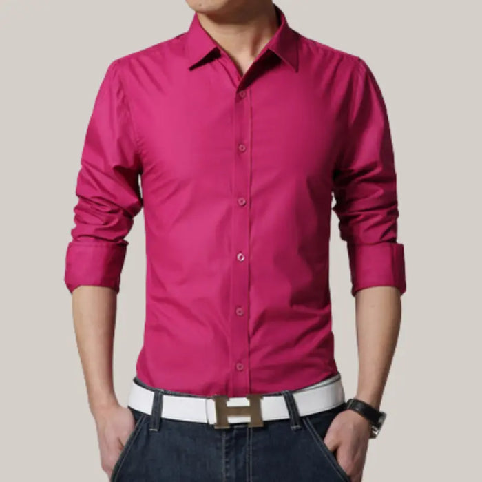 French Dress Shirt Formal Tuxedo Shirts Rose Red