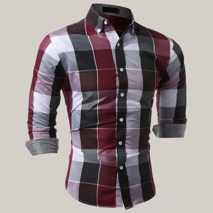 Classic Plaid Dress Shirts Red